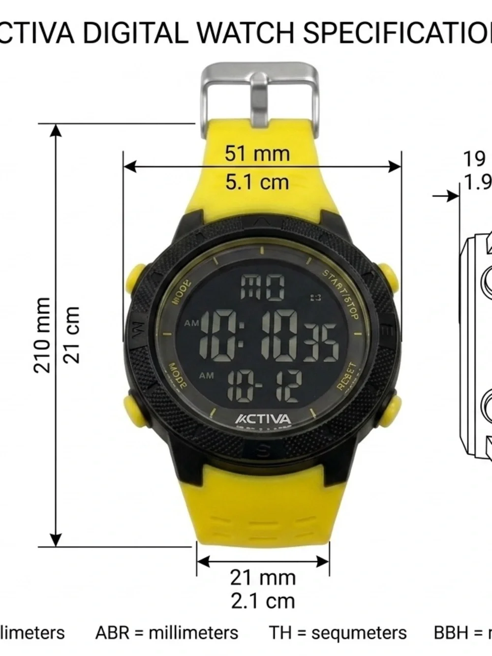 Activa Yellow and Black Digital Sport Watch with Silicone